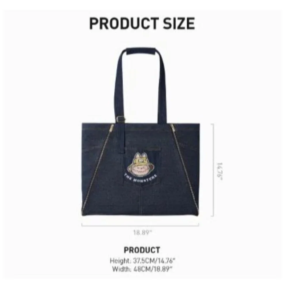 Labubu the Monsters Fall in Wild Denim Tote Bag / Apron Pop‎ Mart New Sealed!